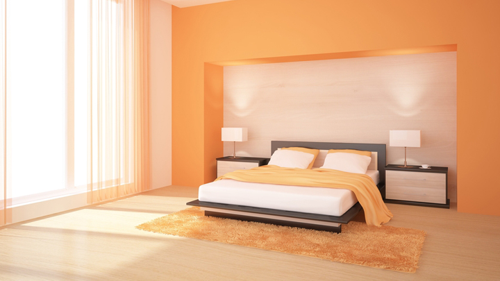 Dormitorio de color naranja