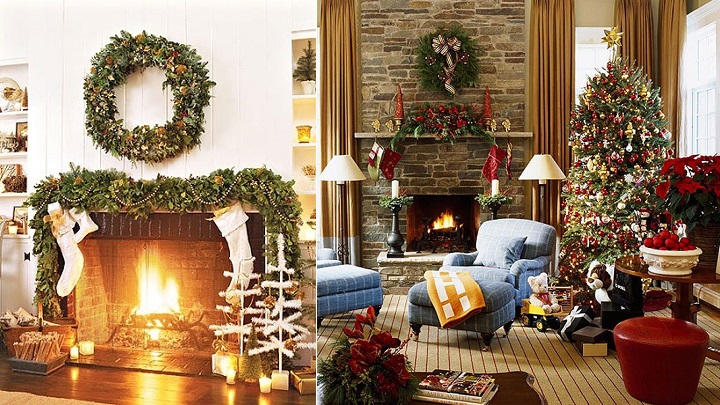 Fotos de chimeneas decoradas para la Navidad