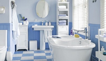 Cuartos de baño en azul y blanco