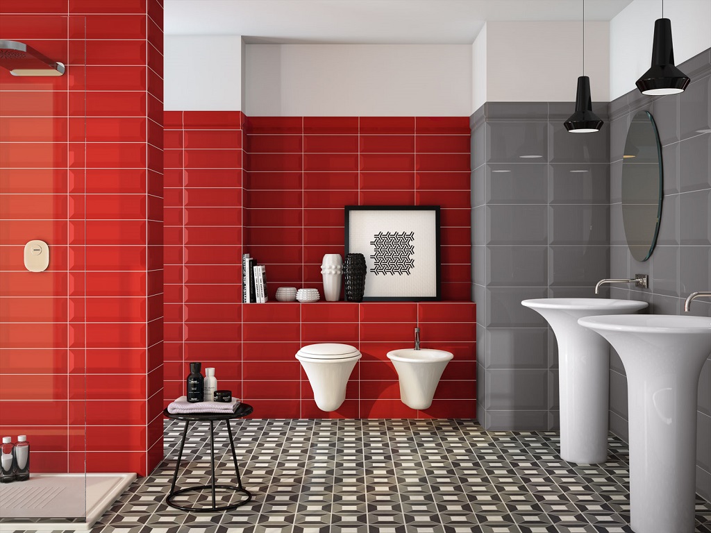 Resultado de imagen para baÃ±o rojo y blanco