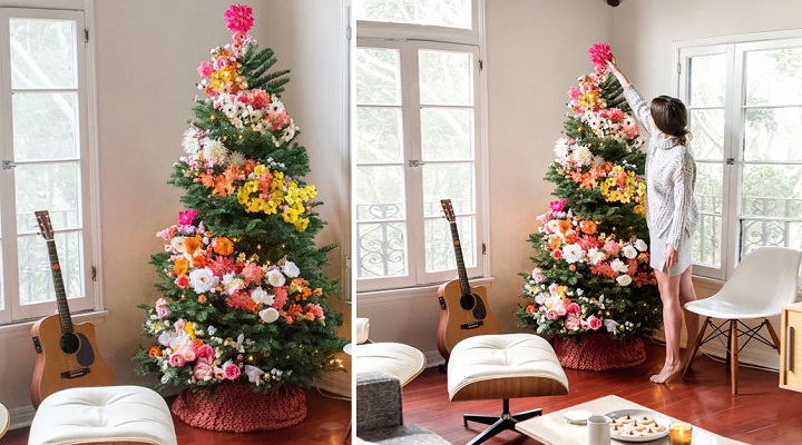 arboles de Navidad con flores 2