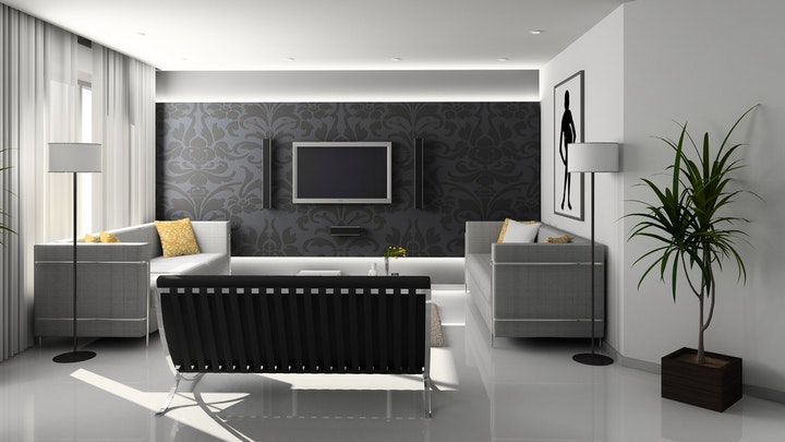 decoracion-de-salon-en-blanco-y-negro